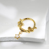 Piercing Argola Titânio Detalhada Com Pingente Estrela