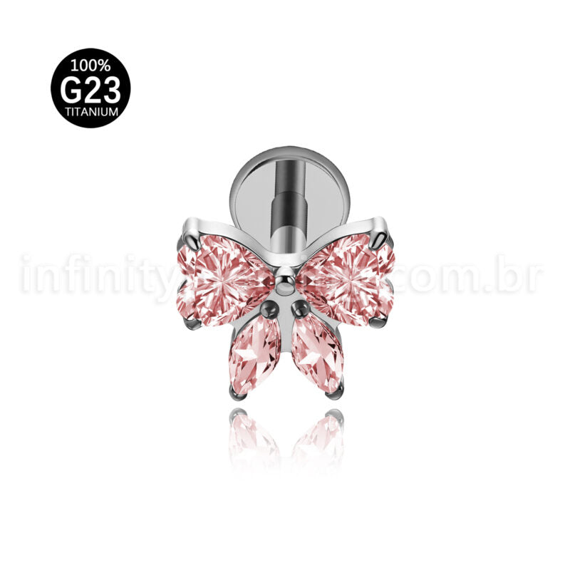 Piercing Labret Titânio Laço Zircônia Cravejada