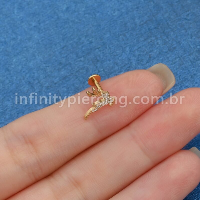 Piercing Labret Aço Cirúrgico Cervo Zircônia