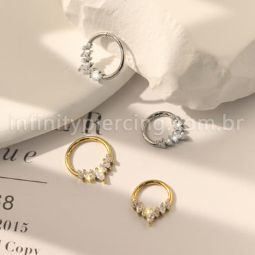 Piercing Argola  Aço Cirúrgico Segmento Articulado Zircônias