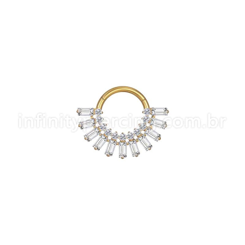 Piercing Argola Aço Cirúrgico Segmento Articulado Zircônia Cravejada
