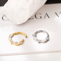 Piercing Argola Titânio Segmento Articulado Zircônia Cravejada