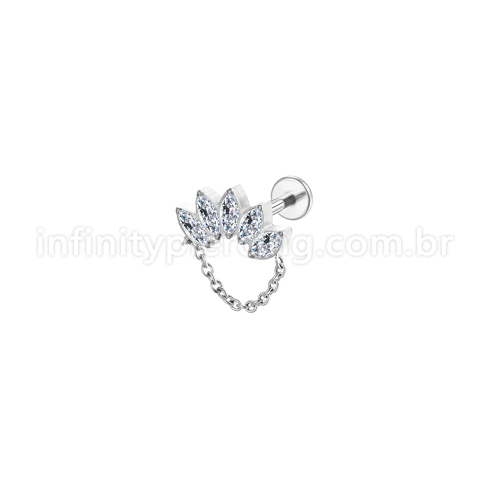 Piercing Labret em Titânio G23 com Zircônia Brilhante – Design Premium Minimalista para Estilo Elegante e Moderno