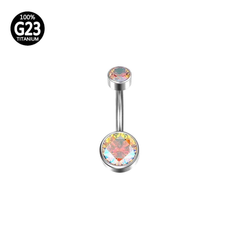 Piercing Banana Titânio 2 Pedras Zircônia