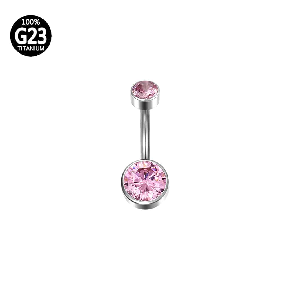 Piercing Banana Titânio 2 Pedras Zircônia