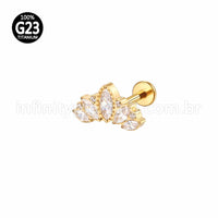 Piercing Labret Titânio Folhas Zircônia