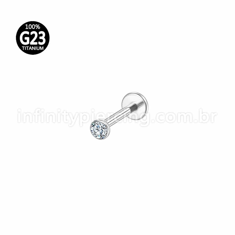 Piercing Labret Titânio Rosca Interna Ponto De Luz Zircônia