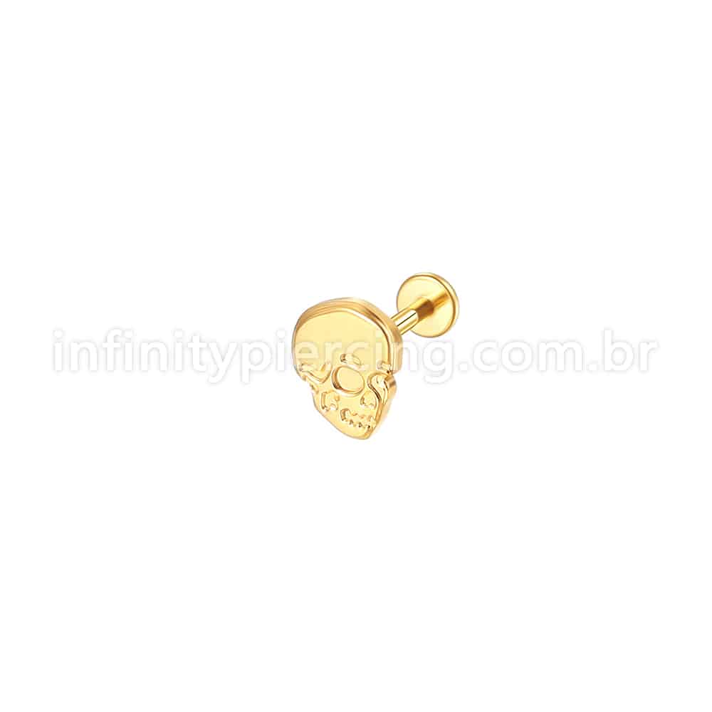 Piercing Labret Aço Cirúrgico Caveira