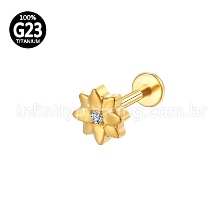 Piercing Labret Titânio Flor Zircônia