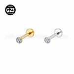 Piercing Labret Titânio Rosca Interna Ponto De Luz Zircônia
