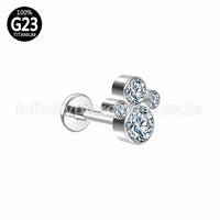 Piercing Labret Push Pin Titânio Indiano Zircônia