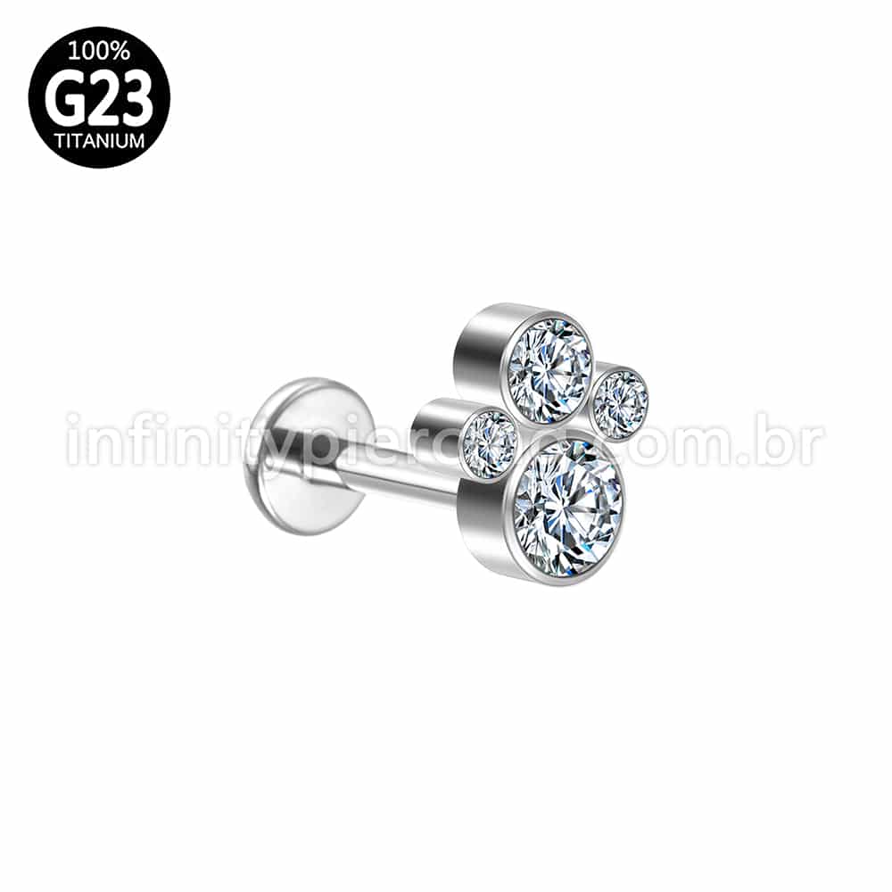 Piercing Labret Push Pin Titânio Indiano Zircônia