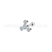 Piercing Minibarbell Aço Cirúrgico 4 Zircônia Cravada