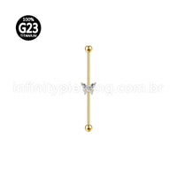 Piercing Transversal Titânio Borboleta Zircônia