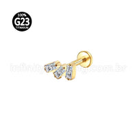 Piercing Labret Titânio 4 Retângulos Zircônia