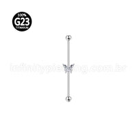 Piercing Transversal Titânio Borboleta Zircônia