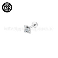 Piercing Labret Titânio Quadrado 5 Zircônia