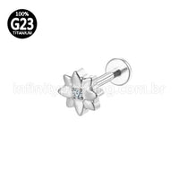 Piercing Labret Titânio Flor Zircônia