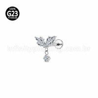 Piercing Labret Titânio Zircônias Com Pingente