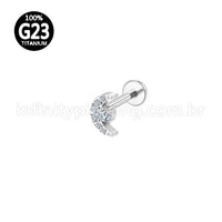 Piercing Labret Titânio Lua Zircônias Cravejadas