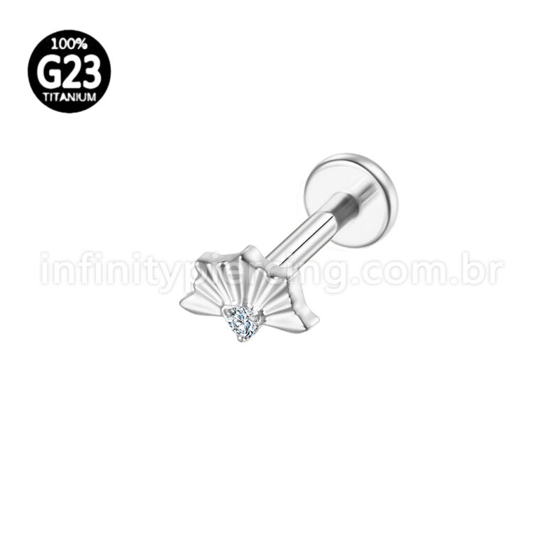 Piercing Labret Titânio Detalhado Zircônia Cravejada