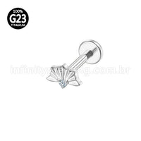 Piercing Labret Titânio Detalhado Zircônia Cravejada