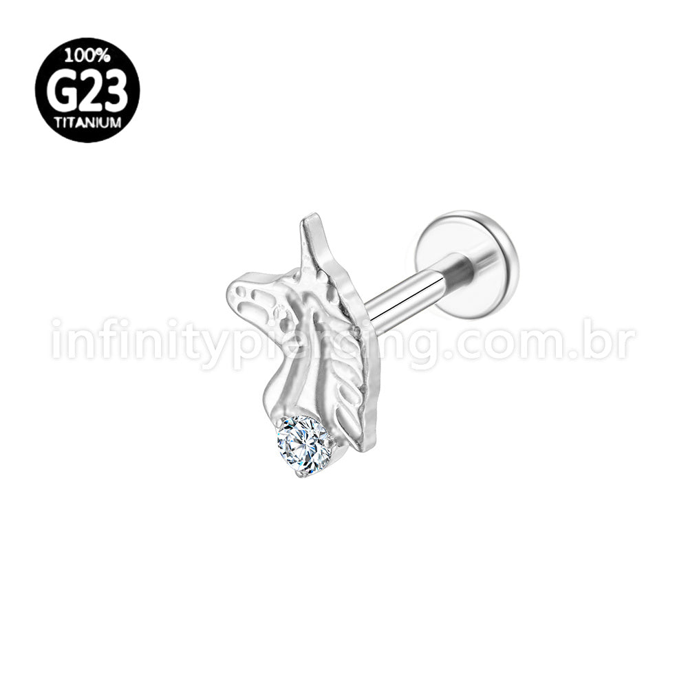 Piercing Labret Titânio Cavalo Zircônia Cravejada