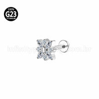 Piercing Labret Titânio Flor Zircônia