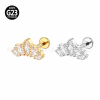 Piercing Labret Titânio Folhas Zircônia