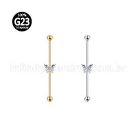 Piercing Transversal Titânio Borboleta Zircônia