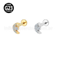 Piercing Labret Titânio Lua Zircônias Cravejadas