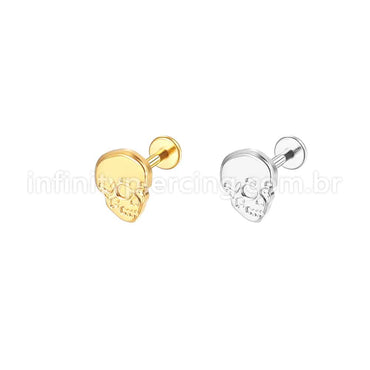 Piercing Labret Aço Cirúrgico Caveira