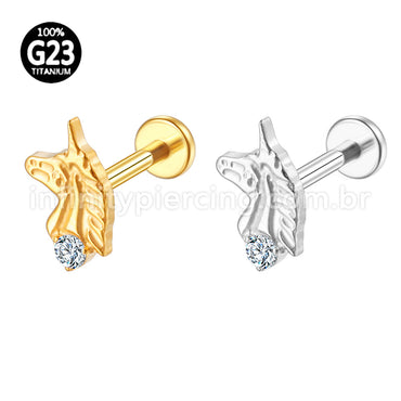 Piercing Labret Titânio Cavalo Zircônia Cravejada