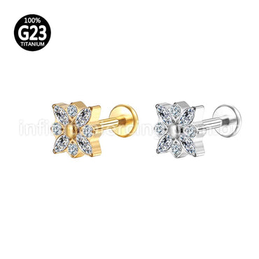 Piercing Labret Titânio Flor Zircônia