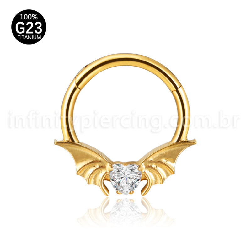 Piercing Argola Titânio Morcego Zircônia Cravejada