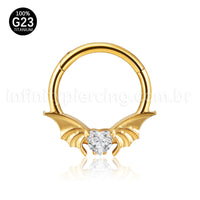 Piercing Argola Titânio Morcego Zircônia Cravejada