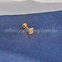 Piercing Labret Titânio Quadrado Com 4 Mini Zircônia