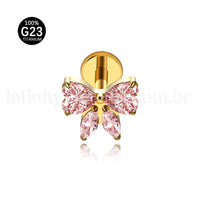 Piercing Labret Titânio Laço Zircônia Cravejada