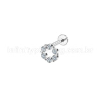 Piercing Labret Aço Cirúrgico Redondo 6 Zircônia