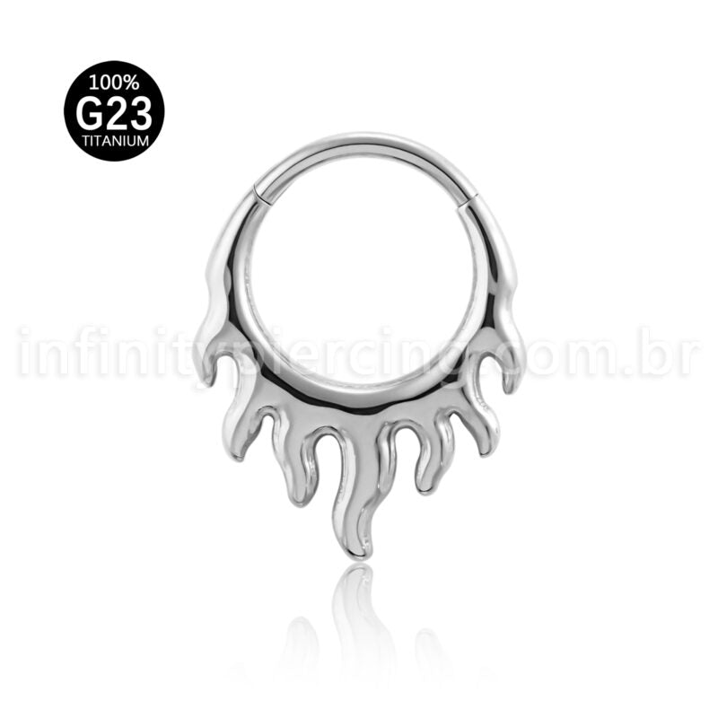 Piercing Argola Titânio Segmento Articulado Detalhe Fogo