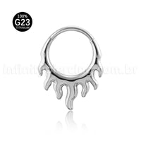 Piercing Argola Titânio Segmento Articulado Detalhe Fogo