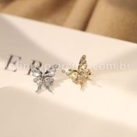 Piercing Labret Aço Cirúrgico Borboleta Zircônia