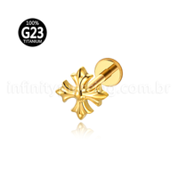 Piercing Labret Titânio Flor 4 Pontas
