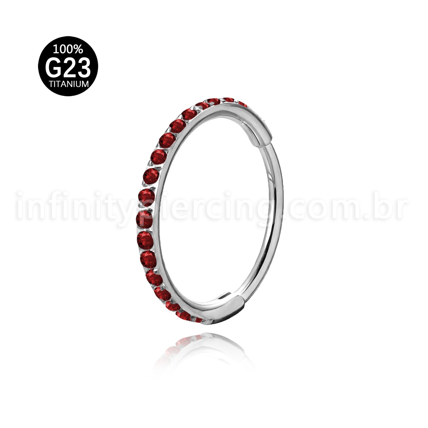 Piercing Argola Segmentada Titânio 1 Fileira Zircônia Cravejada