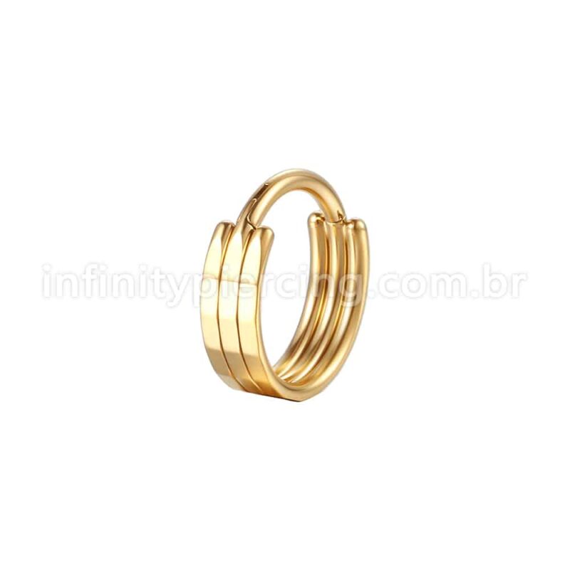 Piercing Argola Aço Cirúrgico Detalhado 3 Fileiras