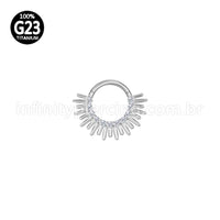 Piercing Argola Titânio Segmento Articulado Detalhado Zircônias Cravejadas