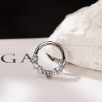 Piercing Argola Titânio Segmento Articulado Zircônia Cravejada