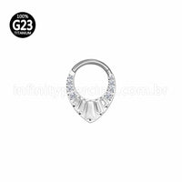 Piercing Argola Titânio Segmento Articulado Zircônia Cravejada Gota