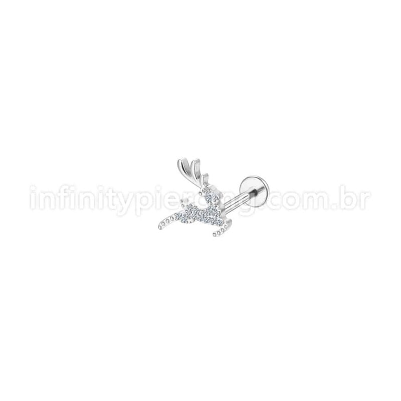 Piercing Labret Aço Cirúrgico Cervo Zircônia