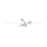 Piercing Labret Aço Cirúrgico Cervo Zircônia